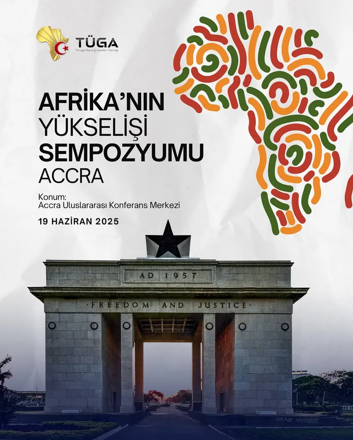 Afrika'nın Yükselişi Sempozyumu duyuru görseli, üzerinde TÜGA logosu